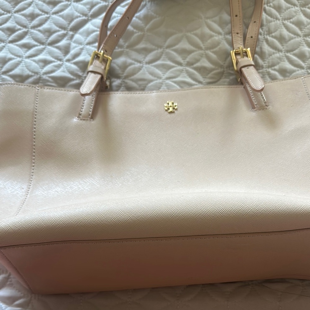 Tory Burch Pink Leather Tote with Gold Hardware